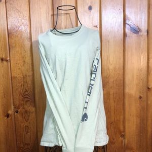Carhartt long sleeve loose fit shirt size small green/gray outdoor women’s